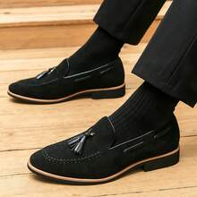 Men's Fringed Loafers, Casual And Comfortable Leather Shoes, Wedding Dress Shoes, Comfortable Formal Business Casual Office Loafers - 黑色 - 查看 4