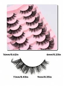 7 Pairs Curl Fluffy 3D Lashes,Lashes Fluffy Wispy 3D Faux Mink Lashes Pack Soft Strips Fake Eyelashes-Suitable For Role Playing, Soft Natural Makeup, Natural Enlargement Of Eyes