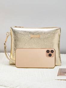 1 chiếc ví cầm tay đựng tiền xu dành cho nữ, thích hợp cho các quý cô, các cô gái, đi ăn tối, đi chơi tối, tiệc tùng, mua sắm, đi làm hàng ngày, du lịch và các dịp khác - Vàng - Xem 5