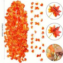 12/24PCS Vibrant Autumn Maple Leaf Garland - Realistic Plastic Fall Foliage Vines, Perfect For Thanksgiving And Halloween Decor, Versatile Indoor/Outdoor Use, No Power Required, Home Autumn Decoration