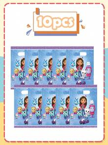 Gabby's Dollhouse 10/20/30 szt. torebek na prezenty z motywem domku dla lalek Gabby na przyjęcie urodzinowe, torebki z uchwytami, torebki z nadrukami kreskówkowymi, cukierki albo psikus, wstążki ozdobne do wymiany prezentów na świąteczne przyjęcia, Dzień Dziecka, Halloween, Święto Dziękczynienia, Boże Narodzenie, Nowy Rok, wesele, torebki do pakowania prezentów urodzinowych