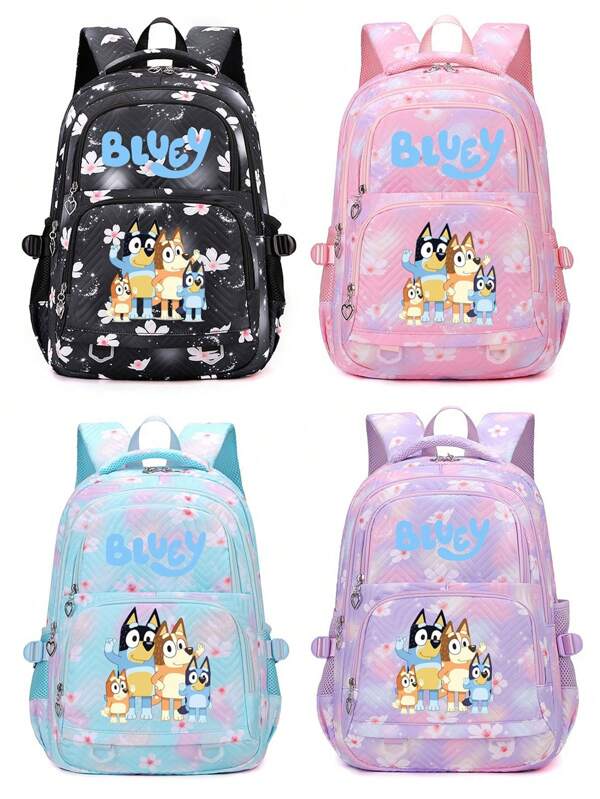 Bluey Sac à dos de conception de sac d'école pour élèves du primaire et du secondaire, de grande capacité, mignon, de dessin animé, léger, à la mode. Sac à dos indispensable pour les sorties scolaires.