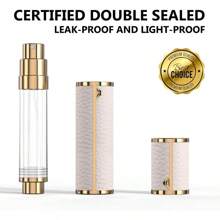 Travel Perfume Refillable Atomizer, 8ml Mini Genuine Leather Cologne Sprayer, Protable Pocket Size Empty Fragrance Spray Bottle(White)