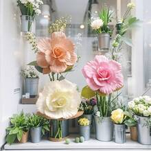 1支30厘米巨型PE泡沫玫瑰人造花枝，婚礼背景装饰，牡丹花园墙路舞台派对用品，摄影道具，墙面装饰，家居摆设（仅花头） - 彩色 - 查看 9