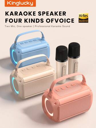 Kinglucky Altavoz de karaoke inalámbrico portátil con micrófono inalámbrico, sistema de altavoces estéreo HiFi para KTV, altavoz inalámbrico con luces LED RGB de colores, voz modificada, máquina de karaoke para uso en exteriores, deportes, viajes, mejor regalo para fiestas en casa, regalo de cumpleaños