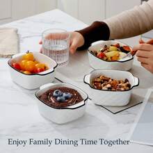 小型迷你烤盘套装，带手柄的方形烤盘，适用于烤箱、微波炉和洗碗机的陶瓷烤盘 - 彩色 - 查看 9