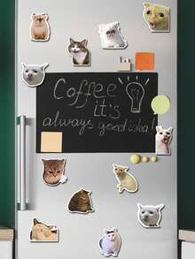2/12/24pcs Kitchen Refrigerator Cat Magnet, Funny Expression Cat Locker Magnetic Magnet Magnet Joke Refrigerator Sticker Door Sticker Decorative Sticker Soft Animal Magnet Gifts Birthday Graduation - Multicolor - View 4