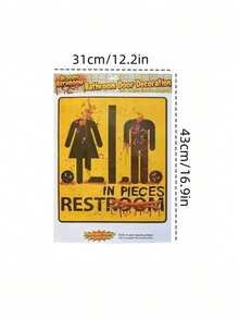 1Pc Halloween Sticker For Bathroom Toilet Stickers Halloween Fright Night Horror Mural Adhesive Party Decoration Wall , Halloween Decorations