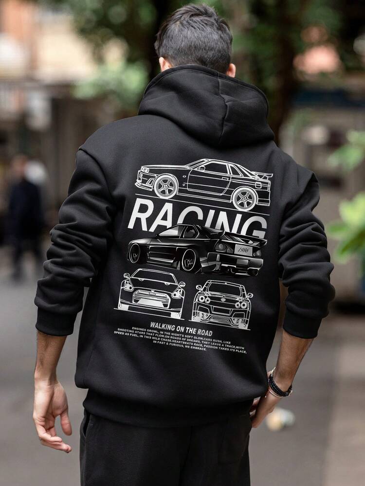 Herr höst/vinter Racing Culture svart huvtröja, exklusiv för bilentusiaster, långärmad topp - Svart - Visa 2