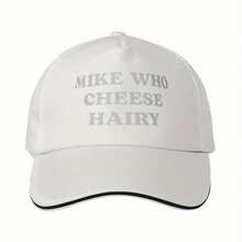 Funny "Mike Who Cheese Hairry" Trucker Hat - Adjustable Snapback Baseball Cap For Men & Women, White With Black Text, Casual Humorous Gag Gift, Hand Washable, Funny Trucker Hat, Humorous Apparel, Classic Baseball Cap, Nonelastic Fabric - 黑色 - 查看 1