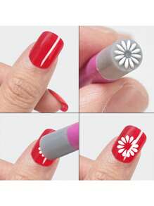 10 件美甲印章笔套装，花朵美甲印章笔，美甲笔美甲印章板美甲印章套装，美甲涂鸦笔花卉绘画绘图指甲刷印章笔美甲工具（1/4/6/10 件） - 玫紅色 - 查看 7