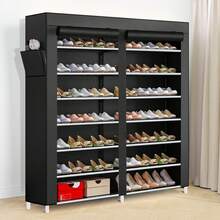 Senmeo Double Row 7 Layer Shoe Cabinet With Dust Cover, Non-Woven Space-Saving Shoe Rack With Large Capacity, Easy To Assemble, Portable Shoe Cabinet, Suitable For Various Scenes Such As Entrance, Storage Rack, Home And Dormitory Storage - màu đen - Xem 3