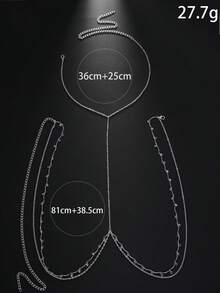 1 件性感露背金属身体链项链，高端吊坠胸链 - 銀色 - 查看 2