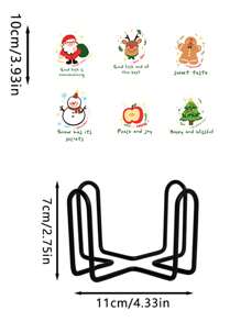 Set de 6 suporturi de pahare din lemn de Crăciun cu suport metalic, elegante de înaltă calitate cu Moș Crăciun, ren, om de turtă dulce, om de zăpadă, suporturi de pahare din lemn pentru brad de Crăciun, potrivite pentru decorul casei, măsuța de cafea din sufragerie, ceaiul de după-amiază, cafenea, restaurant, cadou