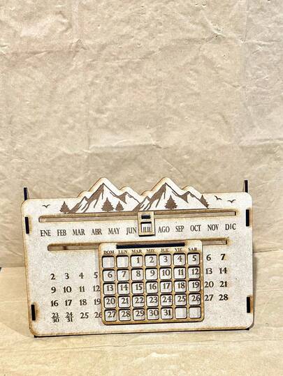 Desk Calendar Made Of MDF. Organize Your Days In Style With This Desk Calendar, Perfect For Offices, Home Desks, Clinics, Or As A Personalized Gift. Its Modern, Rustic Design Makes It Both Decorative And Practical.