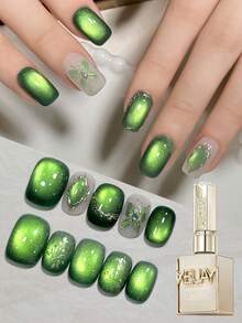 XEIJAYI 时尚猫眼美甲全息美甲设计15ml反光猫眼磁吸凝胶UV LED凝胶沙龙女性美甲工具 - 綠色 - 查看 5