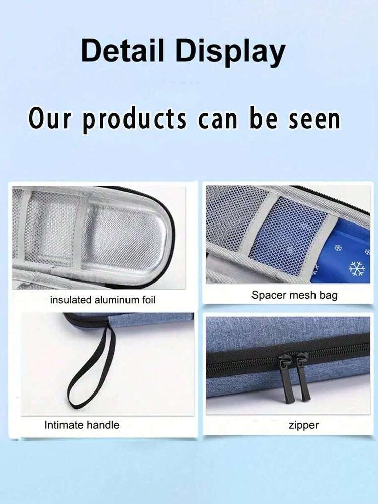 Bolsa Térmica Portátil Isolada para Insulina - Pode Conter Bolsas de Gelo, Leve e Fácil de Carregar, Design com Zíper, Bolsa de Armazenamento de Viagem, Bolsa de Emergência, Bolsa Médica, Bolsa Térmica Portátil para Medicamentos, Adequada para Canetas de Insulina e Medidores de Glicose, Acessórios de Praia, Acessórios para Carro, Essencial para Viagens de Verão, Férias, Volta às Aulas - Multicolorido - Visão 4