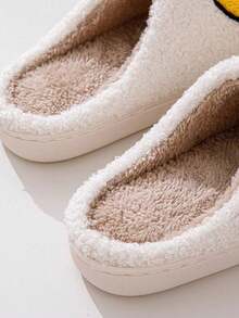 笑脸毛绒拖鞋，舒适室内厚实保暖小丑拖鞋，女士，秋冬 - 黃色 - 查看 4