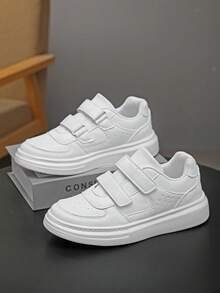 Teens' Low-Top Casual Sneakers, Wear-Resistant Thick Sole, Soft & Comfortable Lining, Hook And Loop Closure, Spring/Autumn