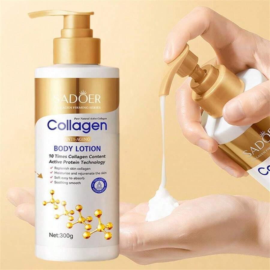 SADOER 300g 胶原蛋白保湿身体乳液，抗衰老紧致霜，保湿护肤，紧致面部和身体抗皱，适合干性/油性老化皮肤 - 彩色 - 查看 1