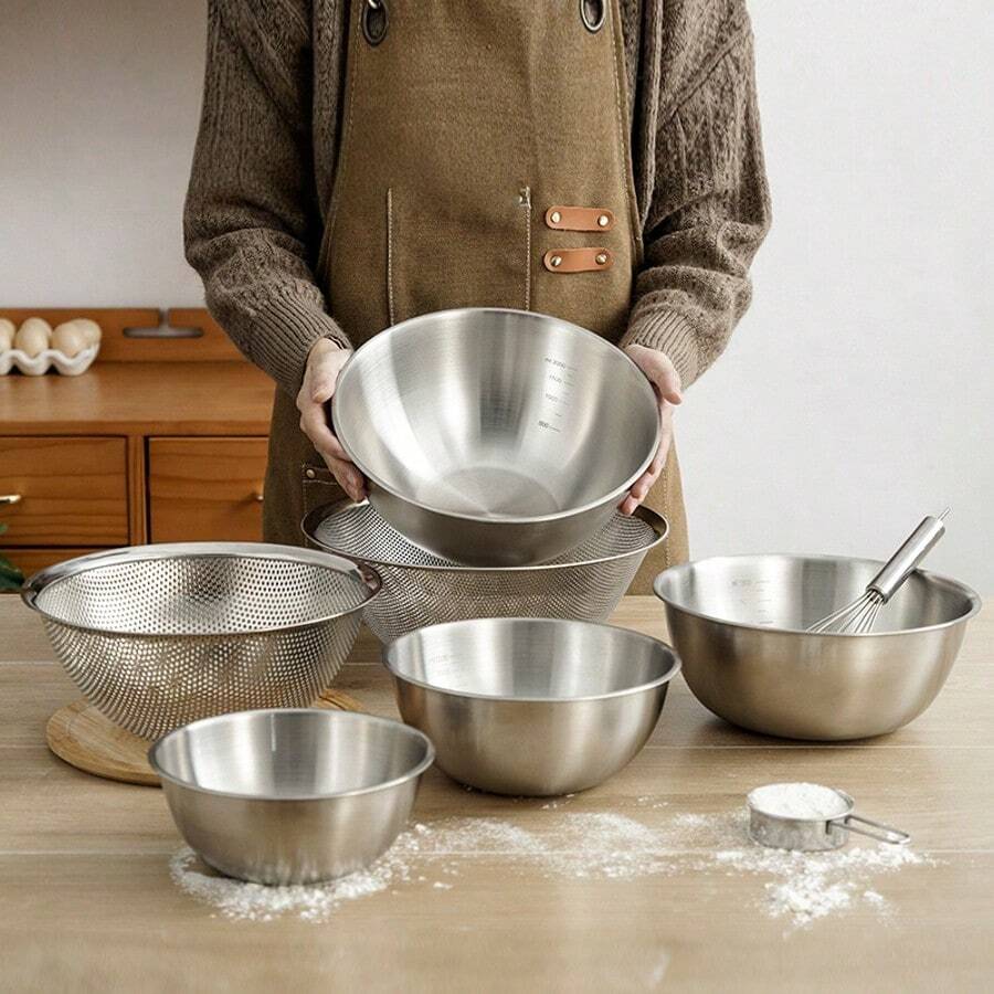 不锈钢沙拉碗大容量厨房洗菜盆搅拌碗实用家用