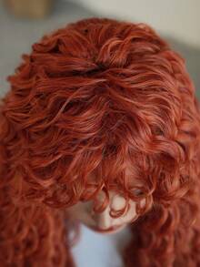 7JHH WIGS 28 Inch Striking Afro Kinky Orange Wigs For Women - Extra Long Loose Deep Wave Wig With Bangs, Synthetic Heat Resistant Fiber Hairpiece For Daily Wear, Music Festivals Celebrations Party Cosplay Use - Costume Wig Accessories - Graduation Gift - Orange - View 8