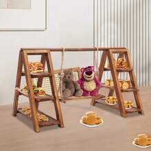 Wooden Cupcake Stand, 3 Tier Cupcake Display Stand For Dessert Display, Dessert Stands With Serving Tray And Foldable Stand For Party, Birthday, Wedding, Events Home Party Decoration Table - Wood Color - View 4