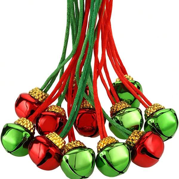 5/10pcs Christmas Bell Necklace, Holiday Party Necklace, Bell Necklace Bracelet, Christmas Home Decor Hanging Ornament, Colorful Bell Necklace, Christmas Tree Decoration, Gift Wrapping Supplies