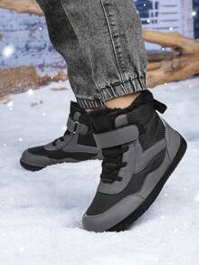 儿童冬鞋，新款冬季童靴，户外露营雪地靴，舒适童鞋，男童鞋，女童鞋 - 灰色 - 查看 3