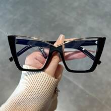 Vintage Cat Eye Transparent Lens Computer Glasses Jelly Color Frame For Women - Fashion Glasses Eye Protection - quả cam - Xem 3