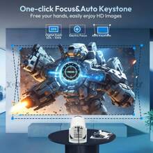 Wireless Projector With Built-In Speaker, WIFI Connection Video Projector, Screen Mirroring, Keystone Correction, Compatible With 1080P, Supports Audio, Image, Video, Suitable For Smartphones, Laptops, Home Theater And Outdoor Camping - White - View 4