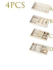 Bộ 9/1 Khay đựng trang sức bằng nhung, Hộp đựng trang sức dung tích lớn với các ngăn riêng biệt, Giá trưng bày trang sức có thể xếp chồng lên nhau, Có thể đựng bông tai, dây chuyền, vòng tay, nhẫn, kẹp tóc, băng đô, v.v. - Nhiều màu - Xem 27