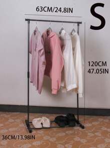 1pc Floor Standing Clothes Drying Rack, Simple Indoor Balcony Movable Hanger For Hanging Clothes, Suitable For Home, Student Dorm - Black - View 12