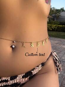 Dây chuyền thắt lưng tên tùy chỉnh, Dây chuyền bụng chữ cái DIY cá nhân hóa, Dây chuyền body bikini độc đáo, Dây chuyền body trang sức nữ tùy chỉnh, Quà tặng cho bạn bè khi đi nghỉ, đi biển, lễ hội âm nhạc, lễ hội hóa trang - Nhiều màu - Xem 2