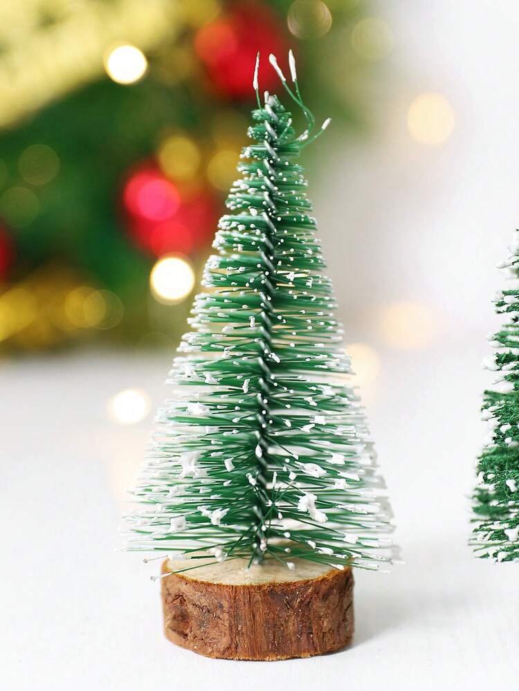 Cirelle 2棵圣诞迷你松树，两棵人造雪树，带木质底座，节日桌面装饰，理想的圣诞节中心摆件，完美的节日家居装饰和派对装饰品，圣诞节送礼佳品，冬季房间装饰 - 彩色 - 查看 5
