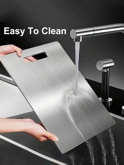 1 件优质钛合金切菜板 - 双面设计，不锈钢，适用于厨房和餐厅，厨房切菜板，日本双面医用级钛切割垫 - 高级卫生且耐用