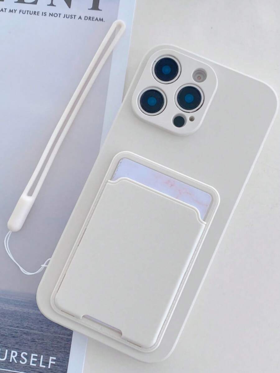 1 个卡夹手机壳（带手机壳挂绳）豪华手机壳，1 个纯色硅胶手机壳带挂绳，适用于三星、Apple 11/12/13/14/15/16 Pro Max、三星 S22/23/24/S25+ UA04/A05/A14/A15/A24/A25/A34/A54 SA56/A36/A26、Honor 70/90/400/X56789abc、Redmi Note 14/13/12/1 Pro 防水防震防摔防刮 - 白色 - 查看 1