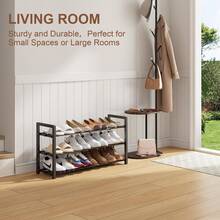 Expandable Shoe Rack, 3-Tier Adjustable Space Saving Narrow Shoe Organizer, Heavy Duty Metal Free Standing Storage For Entryway, Closet, Doorway (Black) - Tier 3 - View 6