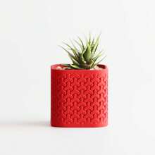 ORIZZONTE Dekorative Vase mit geometrischem Muster – erhältlich in zwei Größen – ideal als Heimdekoration, Tafelaufsatz oder Blumenhalter, 100 % Made in Italy, Versand aus Italien - Rot - Übersicht 5
