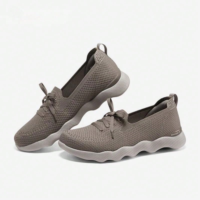 Skechers Women's Breathable Mesh Cushioned Slip-On Walking Sneakers - Taupe - View 1