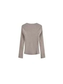 性感V领喇叭袖针织毛衣上衣，秋冬厚套头衫 - 卡其色 - 查看 6