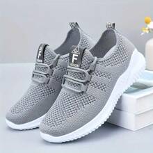 .Women's Knitted Sneakers, Lightweight Lace-Up Breathable Tennis Shoes, All-Season Shoes, Women's Breathable Knitted Sneakers. Versatile And Simple. Suitable For All Outfits