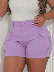 MILLE MODAS SHORT CARGO JEANS WOMEN - Lilac Purple - View 1
