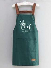 1pc Customized Kitchen Cooking Apron, Customizable Printed - Personalized Cooking Apron, Customizable Logo Apron, Chef Apron, Customizable Name Apron, Baking Gift, Barbecue Apron, Kitchen Apron, Modern Polyester Oil-Proof Apron, Black Kitchen Apron, Polyester Apron, Suitable For Garden, Kitchen And Housework, Ideal For Home And Restaurant