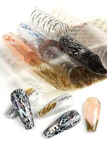 Beautizon Nailartlab 10Pcs Retro Art Graffiti Starry Sky Nail Art Transfer Paper, DIY Nail Art Y2K Style Design Self-Adhesive Nail Art Starry Sky Paper For Women Salon Nail Art Supplies Nails - Multicolor - View 1