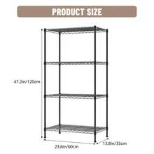 Vandise Adjustable Metal Storage Shelves (3/4/5 Tiers) | Modular Organizer Rack For Kitchen, Bathroom, Office | Customizable Layout - Black - View 10