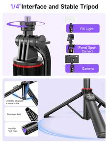 AXNEN 360°旋转自拍杆,带自动人脸追踪三脚架云台稳定器、无线遥控手机支架,兼容安卓和iOS智能手机,适用于暑假、旅行、户外活动、直播、摄影、视频拍摄。 - 彩色 - 查看 10