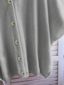 FOR BEAUTY Spring/Summer New V-Neck Button Short Sleeve Oversized Knit Cardigan, Women Casual Music Festival Holiday Lightweight Sweater Coat, Summer Short Sleeve Top, Essential For New Year