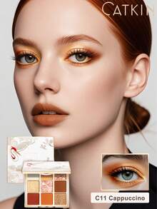 CATKIN Eyeshadow Palette, Shimmery Eyeshadows With Matte And Glitter Finishes, High Color Payoff, 9 Shades, Neutral Color Scheme, C11 Cappuccino - Cà phê C11 Cappuccino - Xem 2