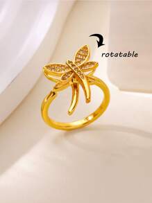 1 PC Luxury Crystal Snowflake Rings For Women Rotatable Fidget Anxiety Adjustable Ring Anti Stress Fashion Jewelry Christmas Gift